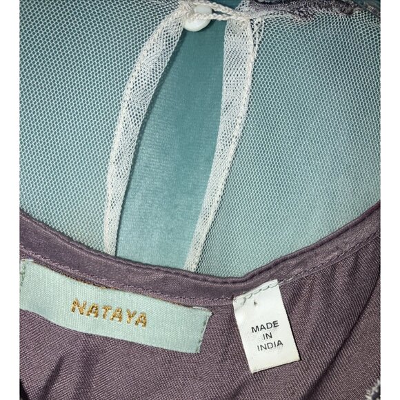 36 Bust Nataya Tiered Edwardian Style Dress Gray Ivory S - Picture 5 of 6